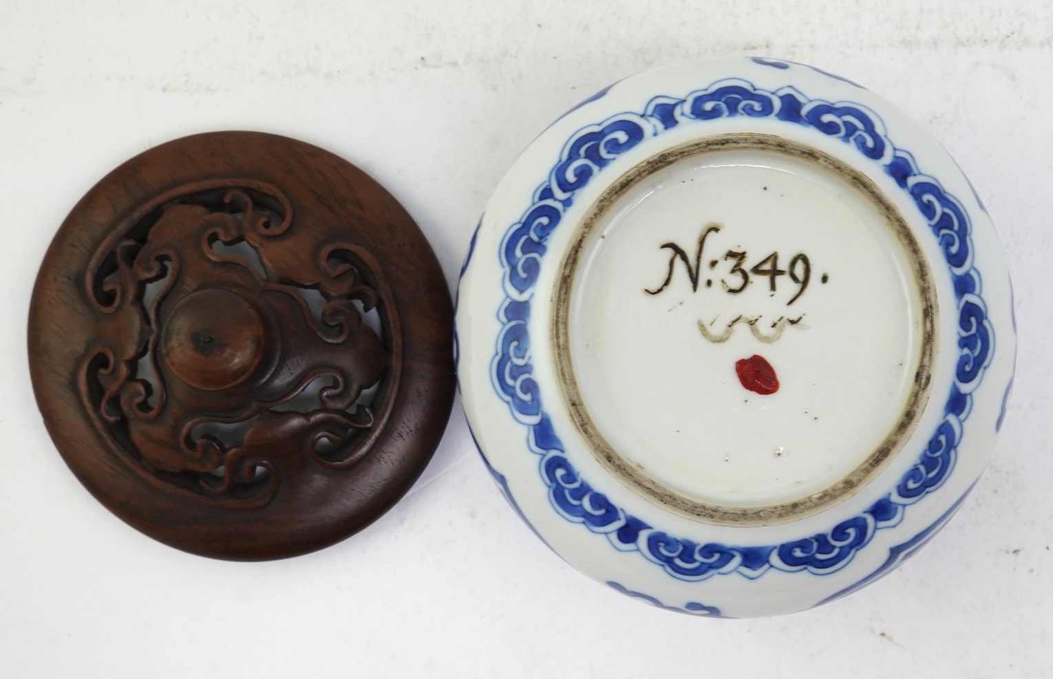 A Chinese blue and white baluster censer, Kangxi period